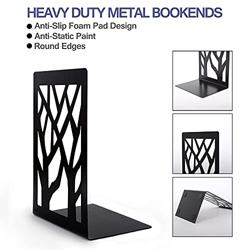 Shikaman Metal Bookends-Heavy Book Ends For Shelves,Book Shelf Holder Home Decorative,Black Bookend Supports thumb #5