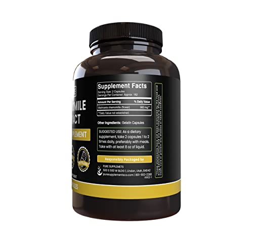 Pure Original Ingredients Chamomile Extract (365 Capsules) No Magnesium Or Rice Fillers, Always Pure, Lab Verified #TOP2