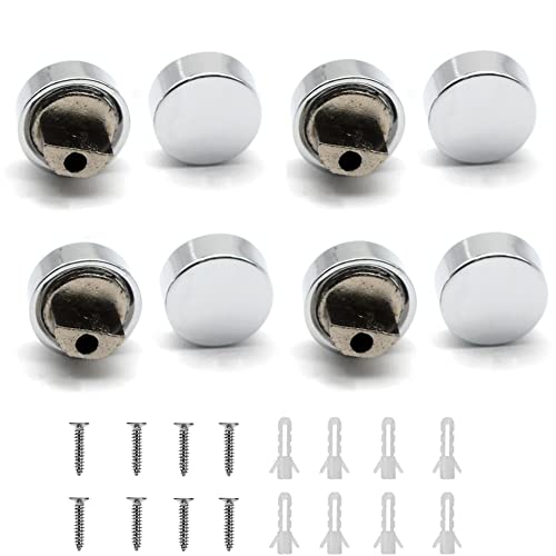 8Pcs Zinc Alloy Mirror Floating Glass Clip Set- Wall Mounted Mirrors Bracket/Clip -Bathroom Mirrors Supporting Sheet Nail Dresser Mirror Fixed Fitting (Round) #TOP22