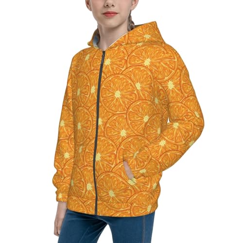 Riped Juicy Sliced Oranges2 Kids Pullover Hoodies Boys Zip Up Sweatshirts Girls Athletic Clothes with Pocket