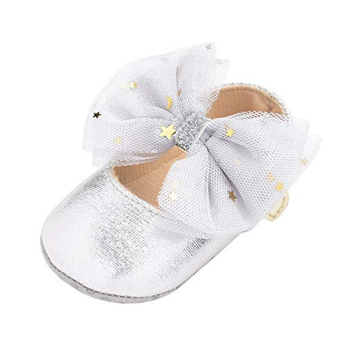 IQYU Zapatos de niña para bebé, bailarinas, zapatos planos de princesa, zapatos para niños pequeños, con nudo de lazo, zapatos de vestir festivos, lazos, fiesta de verano, zapatos de boda, para