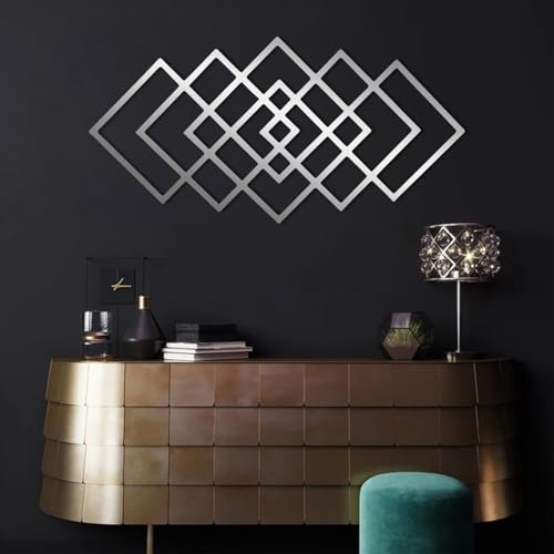 Décoration murale carrée en métal noir pour salon et maison moderne