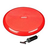 Relaxdays 1 x Balance Kissen, 140 kg Maximalgewicht, Balance Pad mit Luftpumpe, Ballsitzkissen mit Noppen, Fitness Kissen, rot