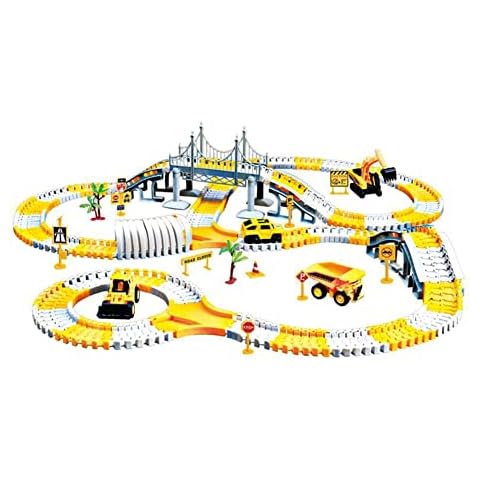 Race Car Track Playset for Children, Electric Racing Car Vehicles Toy Set, Flexible Train Tracks, Toy, Mini Construction Vehicles, Toy, Excavator Toy, Children's Toy, Car Toy for Children Cover