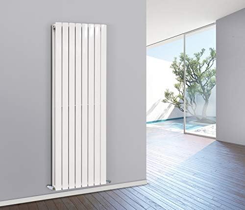 NRG Tall Vertical Flat Panel Column Designer Radiator 1600x272mm Central Heating Gloss White Double