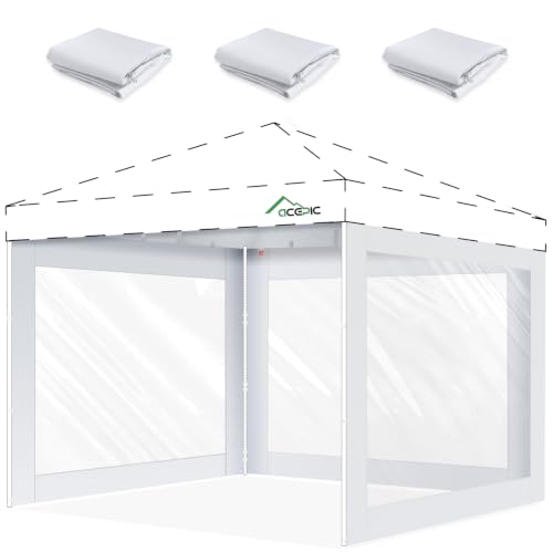ACEPIC 10x10ft Clear Sidewalls for Canopy,White(3PCS, No...