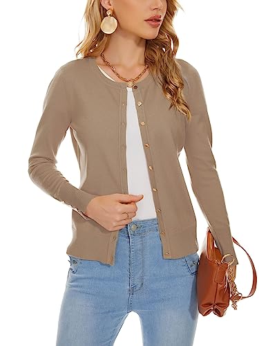 Image of Spicy Sandia Womens Cardigan Sweaters Lightweight Button Up Crewneck Dressy Casual Trendy Spring Sweater Jackets