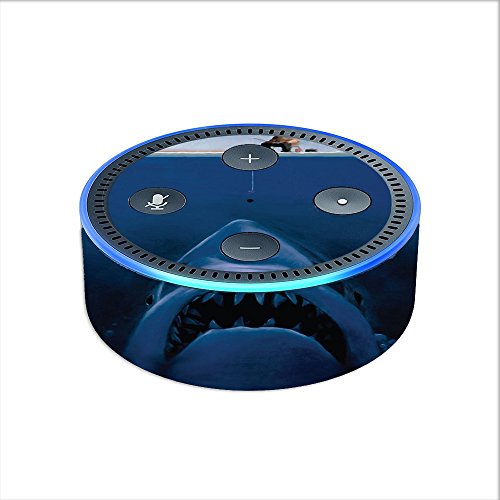 Skin Decal Vinyl Wrap for Amazon Echo Dot 2 (2nd Generation) / Great White Shark Boat