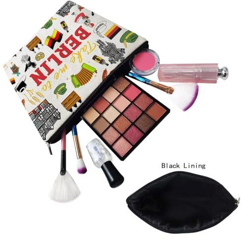 Take Me To Berlin Makeup Bag Cute Small Canvas Organizer Zipper Pouch Take Me To Berlin Cosmetic Bag Travel Present for Women Friends4