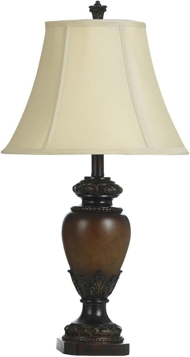 Stylecraft Home Collection L3-1123DS 28.5 Inch One Light Table Lamp, Brown Finish with Taupe Fabric Shade