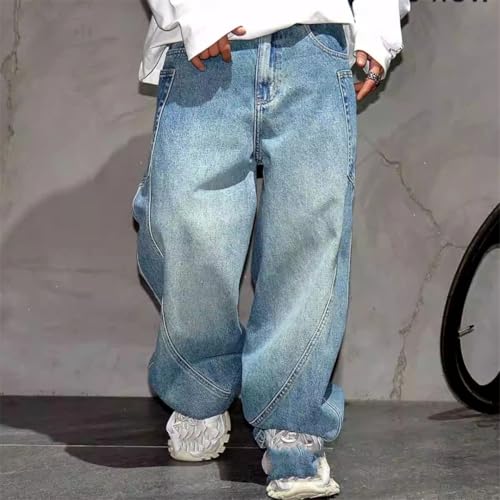 Men’S Vintage Streetwear Loose Skateboard Denim Cargo Pants Slim Fit Full Length Button Fly Distressed Casual Trousers3