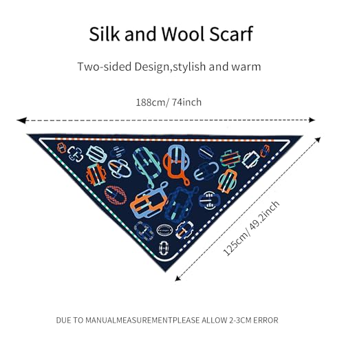 Women's Wool Blend Silk Triangular Scarf 74"x49.2", Two-Sided Artisictic Design Scarves For Women Dreessy3