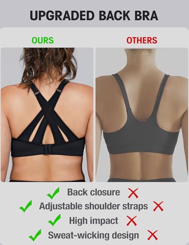 ZeroBound Women's High Impact Sports Bra Criss-Cross Back Full Coverage4