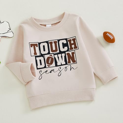 Toddler Baby Boy Football Outfit Letters Print Crewneck Sweatshirt Long Sleeve Pullover Shirt Tops Cute Fall Winter Clothes3