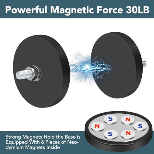 DIYMAG Magnet 6PCS 1/4inch Screw Hole Strong Rubber Coated Magnets Magnetic License Plate Holder Mounting Heavy Duty Rare Earth Round Base Flat Bar Camera Vehicle Threaded Studs Bolts Rock Light