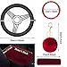 STEVE YIWU Cute Fluffy Steering Wheel Cover Set, Warm Soft Fur Fuzzy Steering Wheel Covers for Women/Girls,Universal 15 Inch 1 Set 8 Pcs Car Accessories (Wine Red)