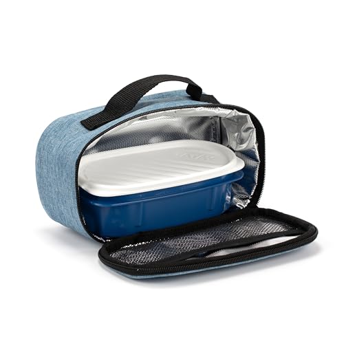 TATAY Cool Bag Lunch Box - Urban Food Mini 1.5L | 0.5L Airtight Container Included | Waterproof | Triple-Layer Insulation | Semi-Rigid Body | Inner Pocket | 21.5x9x12 cm, Denim Blue