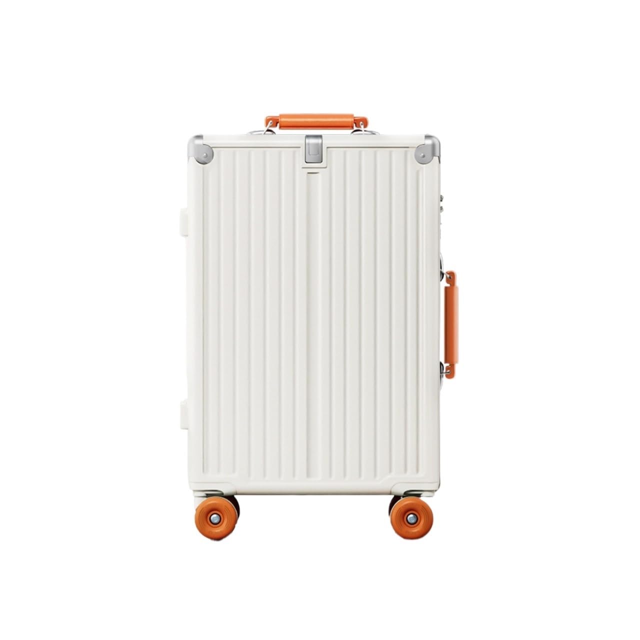 Prosta, Kontrastowa Walizka Z Uniwersalnymi Kółkami I Skórzanym Uchwytem(White,22inch)