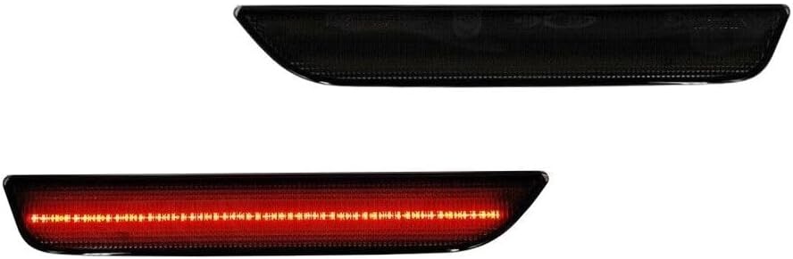 2X Smoked Lens Rear Bumper Side Marker Red Lights Black ABS Housing Bulbs for Ford for Mustang Base/GT/Shelby GT500 2010-2014 & 2012 2014 & 302 2012-2013 Smooth 12 V