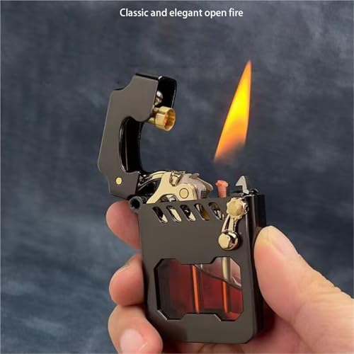 Encendedor de queroseno retro y cortavientos con tanque visible de metal 7