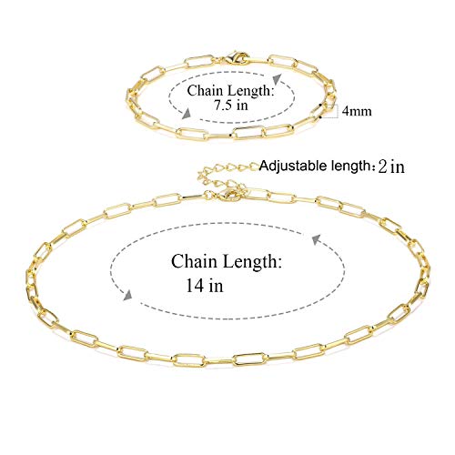 Paperclip Chain Necklace for Women, 14K Gold Plated Oval Dainty Choker Chain Link Necklace for Women3