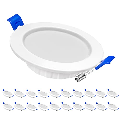 NAIZY Spot Encastrable 230V Extra Plat Lot de 20 5W IP44 Encastré Lampe de plafond Rond, pour Salle de Bain, Bureau, Salon - Blanc Froid Cover