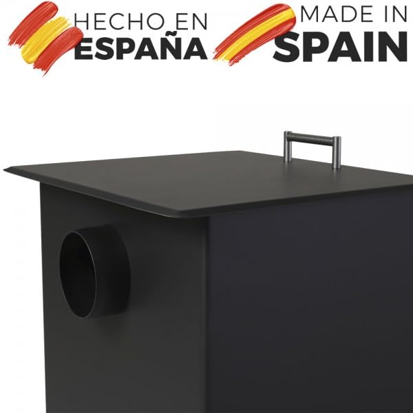 Estufa de leña grande modelo B 14.3 Kw | Chimenea rustica de leña | Estufa de leña clásica para salón salida de humos trasera