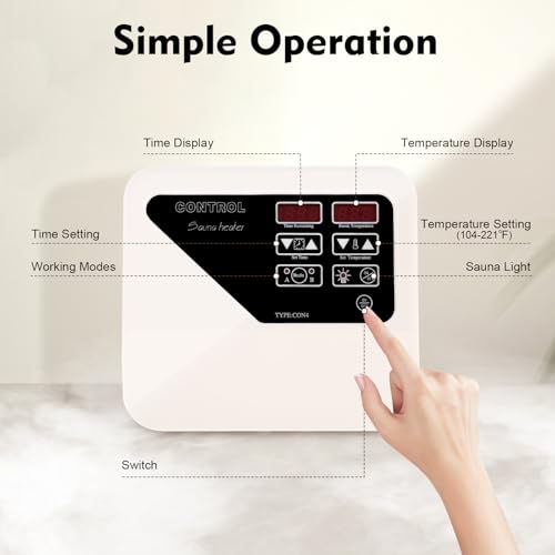 MINRS Controlador digital para sauna de 3 – 9 kW, 220 V-245 V, controlador digital externo, pantalla con protección contra fugas y función de memoria para saunas privadas, spas, centros de fitness - imagen 2