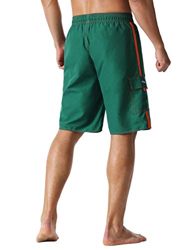 Nonwe Mens Swimming Trunks Breathable Elastic Waist Drawstring Bathing Suit Green 38 #TOP2