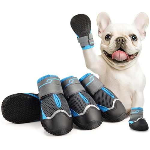 Dog Shoes for Medium Dogs, Anti-Slip Dog Boots for Winter Snow, Hot Pavement, Dog Booties & Paw Protectors for Hardwood Floors Size 3 Grey #3(width 1.77 inch) for 26-33 lbs