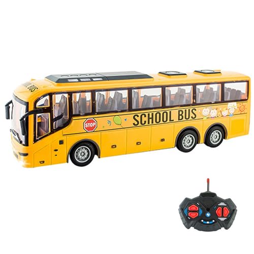 Bus de jouet, 12.4x3.2x4, 5 pouces Jouet de bus sans fil électrique, Simulatrice visites réaliste à l'échelle 1:30, télécommande amusante, cadeau créatif pour les filles garçons, pas batteri