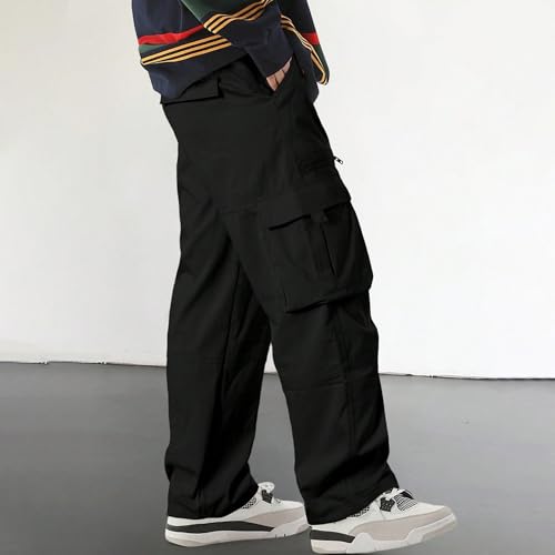 XYXIONGMAO Men's Multi Techwear Pocket Black Streetwear Sweatpants Cargo Pants Hip Hop Loose Baggy Casual Tactical Pants2