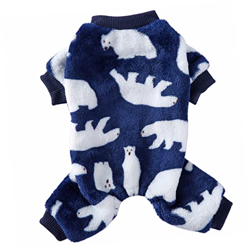 YARNOW 1 Pieza Pijama de Perro Ropa Cachorro Pijamas para Perros tamaño Mascota Abrigo Pijama de Navidad para Perros Pijama de Cuatro pies Disfraz de Perro Caliente vellón de Coral Blue