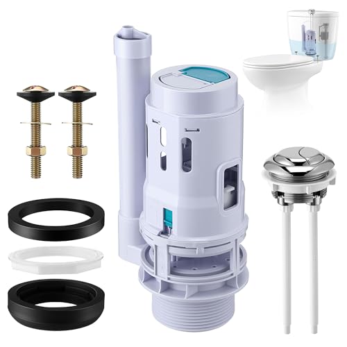 Saillong 3 Inch Dual Flush Valve Replacement Kit with Top Push Button, Tank to Bowl Gasket and...