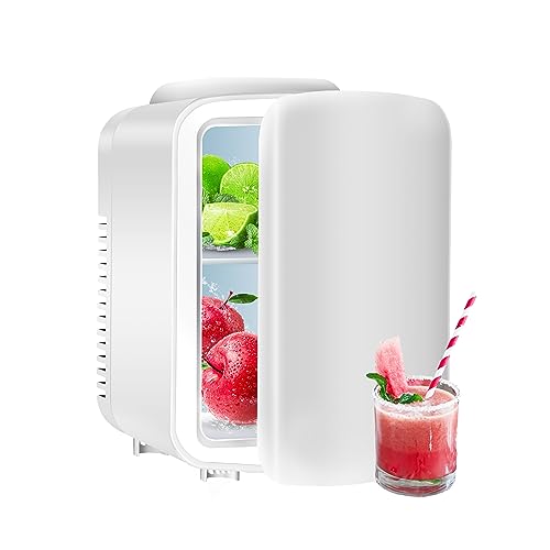 Simple Deluxe Portable Mini Fridge, 4L/6 Can Cooler and Warmer Compact Refrigerator for Skincare, Cosmetics, Beverage, Food, for Bedroom, White, Office, Dorm, Freon-Free, White by Simple Deluxe - Used condition - US$32.47