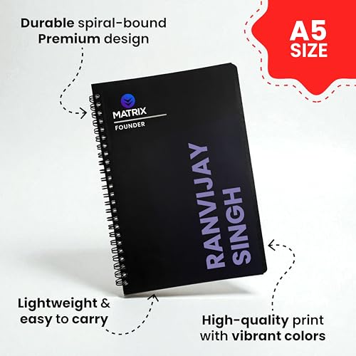 Image of SAVRI Personalized Spiral Diary A5 - Customized Notebook with Employee Name & Company Logo | Premium Ruled Diary for Office, School, College | Ideal Corporate Gift, Branding & Employee Welcome Kit
