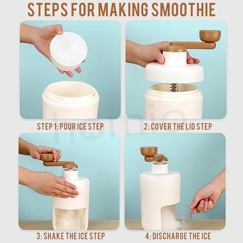 Image of Portable Ice Crusher Machine with Ice Box Mold for Home | Manual Ice Shaver Snow Cone Ice Gola Cocktails Slush Maker | Grinder Machine BPA Free Ice Hand-Cranked for Kitchen Gadgets Ice Blender