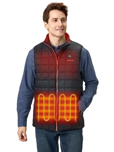 ORORO Mens Lightweight Quilted Heated Vest with USB-C Rechargeable Battery Heated Quilted Vest (Black M)