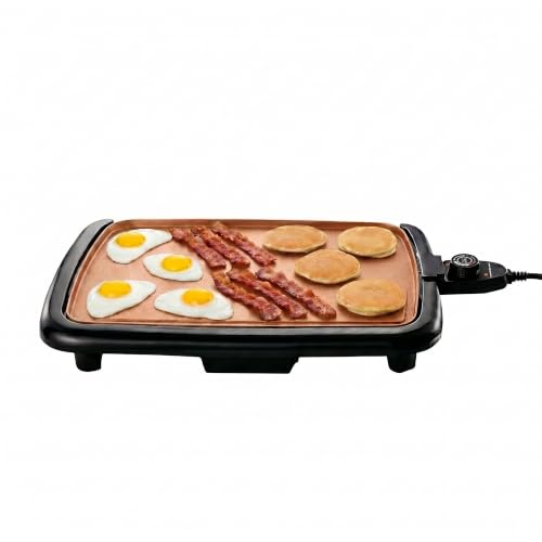 Image of OVENTE Electric Griddle with 16 x 10 Inch Non-Stick Plate, Copper GD1610CO