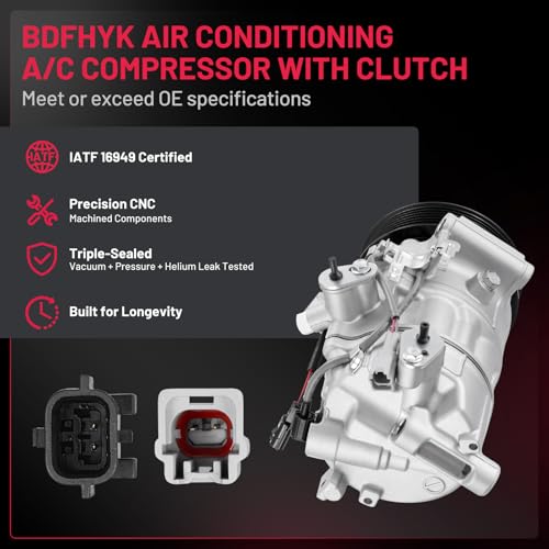 BDFHYK 98588 Air Conditioning A/C Compressor with Clutch Compatible with INFINITI Q50 V6 3.0L 2016-2021, Q60 V6 3.0L 2017-2020, Q50 V6 3.7L 2014-2016