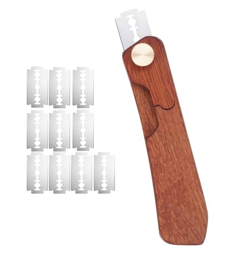 TAKONE Brot Einschneidemesser mit 10 Klingen – Teigmesser Brot aus Edelholzgriff, Scharfes Einschneidemesser für Brot, Baguette & Gebäck