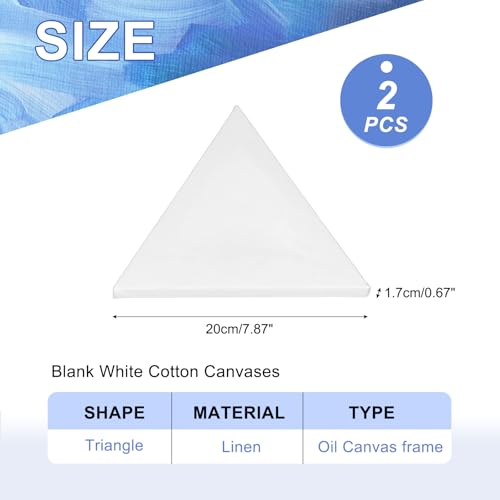 Lienzo triangular para pintar pack de 2 paneles tensados de lino blanco de 8x8 pulgadas 3