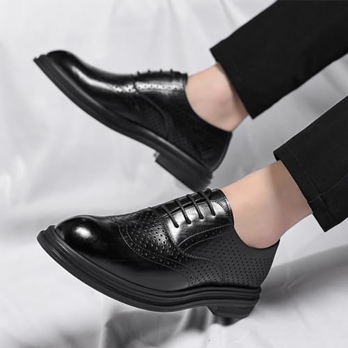 Mens Genuine Leather Dress Oxford Shoes, Pointed Toe Lace-up Fashion Classic Pointed Toe Comfortable Loafers Wedding Prom Formal Dress Casual Shoes for Men3