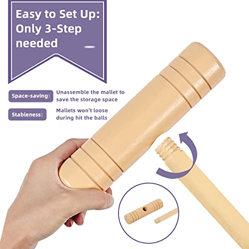 ApudArmis 32In 6 Player Croquet Set, Wooden Mallets Outdoor Lawn Game - Image 3