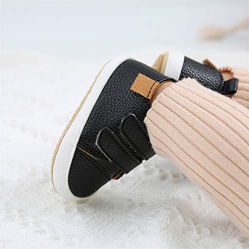 Rvrovic M1993-BLACK-11 Baby Boys Girls Anti-Slip Sneakers Soft Ankle Boots Toddler First Walkers Newborn Crib Shoes thumb #1