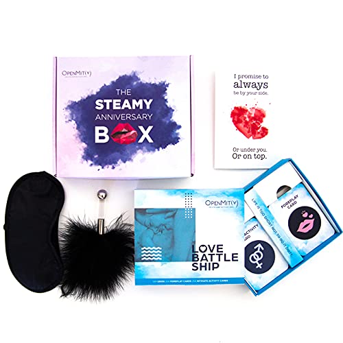 OpenMity Romantic Wedding Anniversary Box – Steamy Anniversary Box for Couples, Him and Her, Includes Couple Games for Date Night