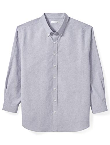 Amazon Essentials Men's Big & Tall Long-Sleeve Oxford Shirt fit by DXL, Gray, 5XLT