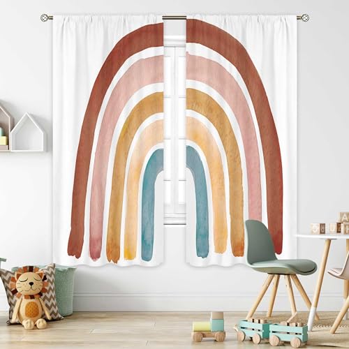 Cinbloo Kids Boho Rainbow Curtains for Baby Girls Boys Bedroom