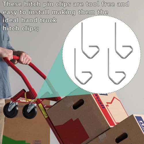 4 Pack Hitch Pin Clip for Hand Trucks Replacement Lock Grab Pin Clip | Junior/Senior Harper Convertible Composite Hand Trucks, Replacement Lock Grab Pin Clip 3 1/4" L - HDPLP-187, 4 Value Bundles