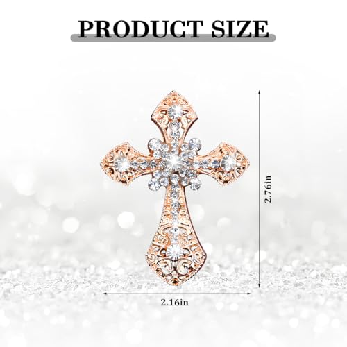 Image of Bling Cross Car Air Vent Clip, Crystal Rhinestone Sparkling Vehicle Air Conditioner Outlet Clamp Charm, Dazzling Diamond Automotive Vent Decoration Clip, Universal Fit (Golden)